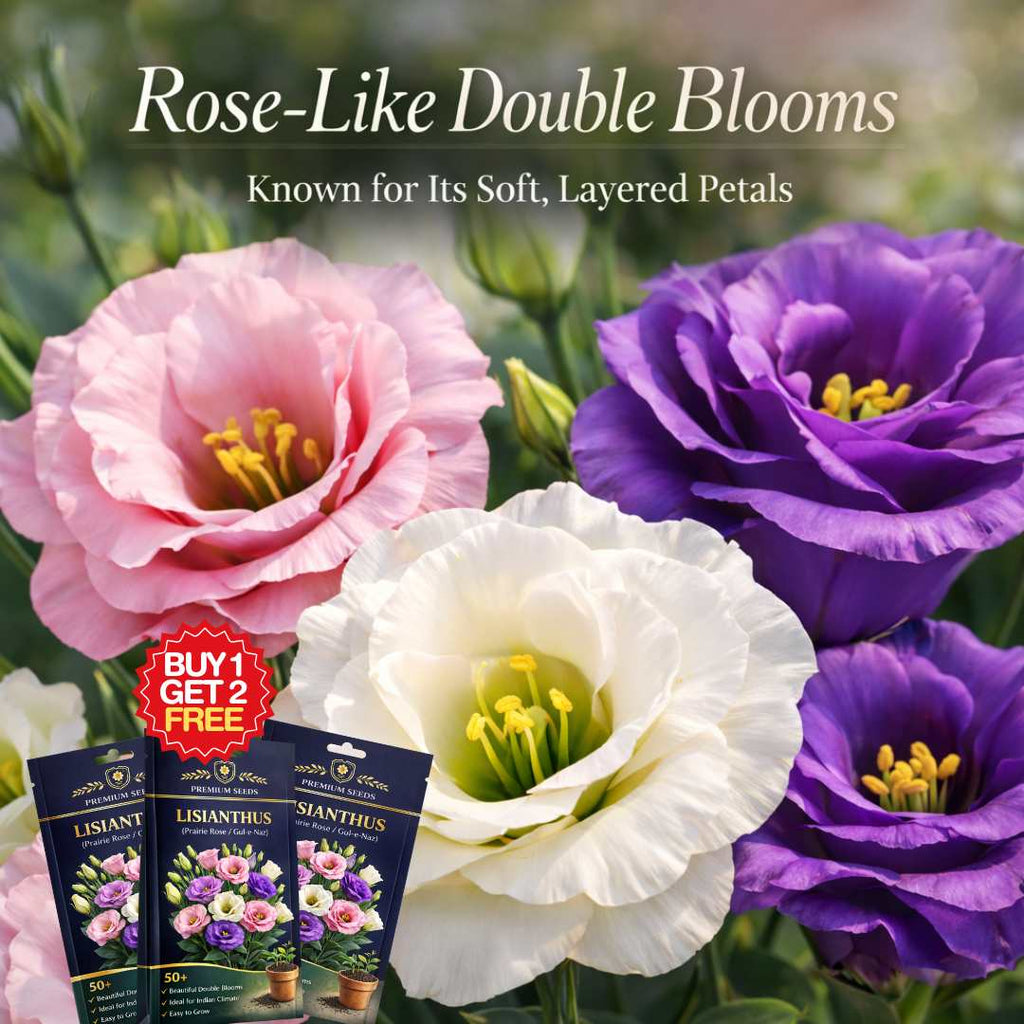 Premium Lisianthus (Prairie Rose / Gul-e-Naz) Flower Seeds | BUY 1 GET 2 FREE
